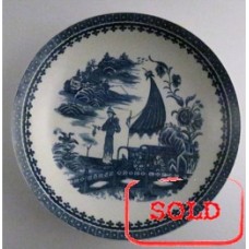 SOLD Caughley large sized plate, beautifully decorated with the transfer printed blue and white 'Pleasure Boat' or 'Fisherman and Cormorant' pattern, c1785 SOLD 